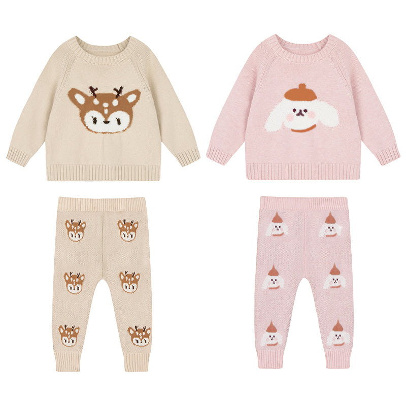 Baby Unisex Clothes Sets Spring Newborn Baby Unisex Clothing Tops with Pant Outfits - Baby Knit Sweater Baby Pajamas Sets