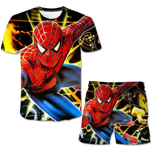 Superhero T-Shirt Costume Hulk - Spiderman Kids Boys Clothes Anime Costume Children Tops + Shorts Set 4, 5, 6, 9, 10, 11-14 Year