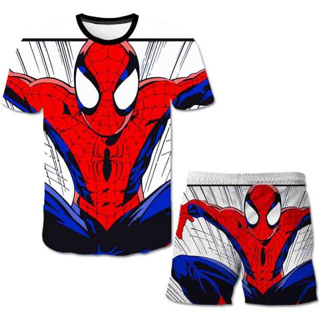 Superhero T-Shirt Costume Hulk - Spiderman Kids Boys Clothes Anime Costume Children Tops + Shorts Set 4, 5, 6, 9, 10, 11-14 Year