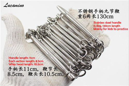 Hot stainless steel nine-section wu shu whip martial arts performing combat eight edges 9-section sanderswood whip cold weapon
