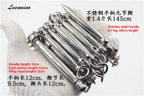 Hot stainless steel nine-section wu shu whip martial arts performing combat eight edges 9-section sanderswood whip cold weapon