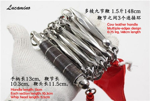 Hot stainless steel nine-section wu shu whip martial arts performing combat eight edges 9-section sanderswood whip cold weapon
