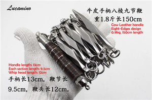 Hot stainless steel nine-section wu shu whip martial arts performing combat eight edges 9-section sanderswood whip cold weapon