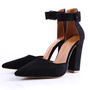 Shoes women female Zapatos Mujer high heels ladies pointed toe pumps women party ankle strap black yellow wedding shoes
