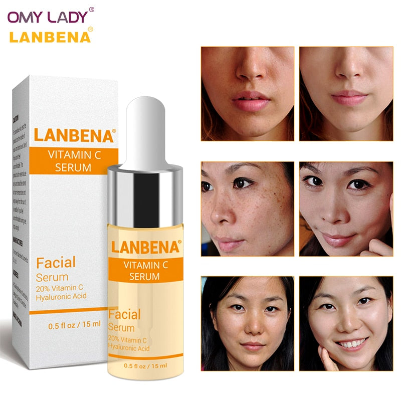 OMY LADY LANBENA Vitamin C Essence Skin Care Whitening Serum Hyaluronic Acid Face Cream Snail Remover Freckle Spots Anti-aging