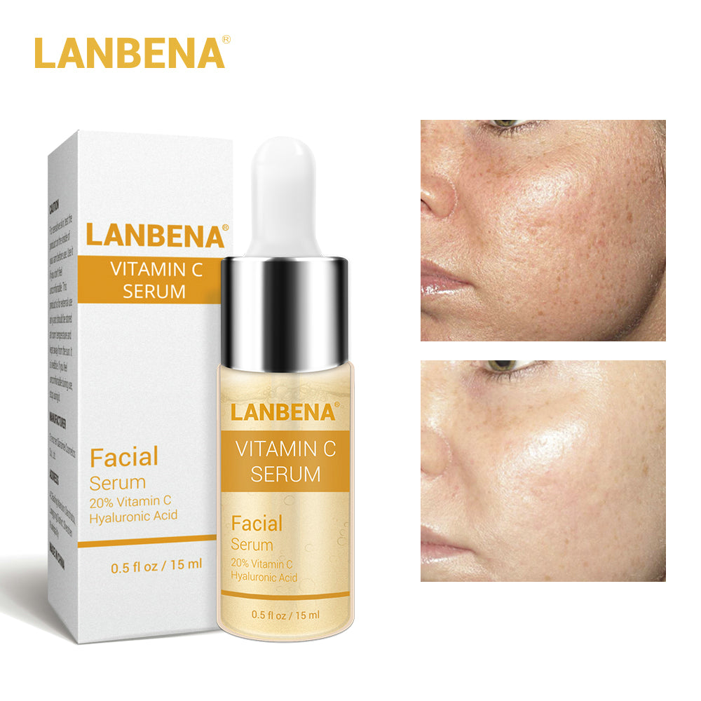 LANBENA Vitamin C Whitening Serum Hyaluronic Acid Face Cream Snail Remover Freckle Speckle Fade Dark Spots Anti-Aging Skin Care