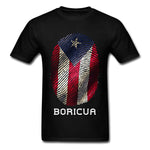 Puerto Rico Gifts T-shirt Men Flag T Shirt Fingerprint Tops Tees Vintage Striped Tshirts Summer 100% Cotton Clothes Black Red