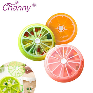 Channy Pill Box Fruit Shaped Vitamin 7 Day Weekly Medicine Pillbox Tablet Storage Case Container Cases Travel Round Health Care