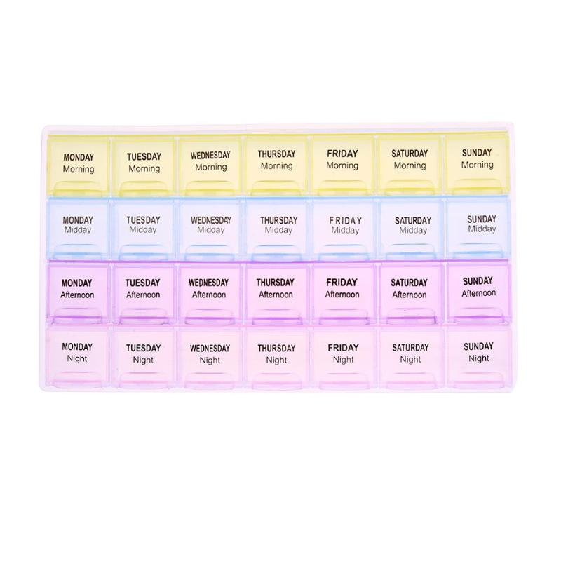 Portable 28 Compartments Plastic Health Product Vitamin Pills Box Home Pills Medicine Storage Organizer