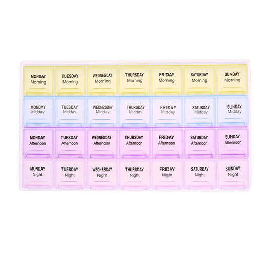 Portable 28 Compartments Plastic Health Product Vitamin Pills Box Home Pills Medicine Storage Organizer