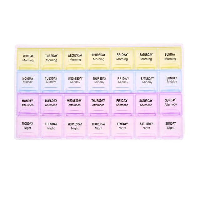 Portable 28 Compartments Plastic Health Product Vitamin Pills Box Home Pills Medicine Storage Organizer