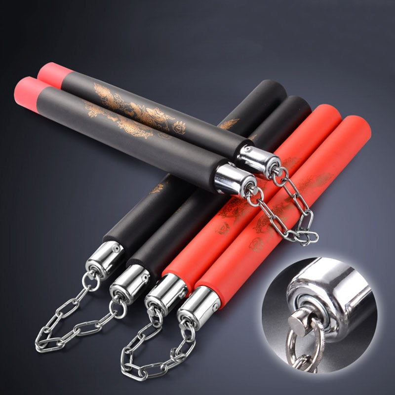 Martial Arts Nunchakus Dragon Sponge Thickening Nunchaku Bruce Lee Kung Fu Black Red Stick Children Adult Sports Entertainment