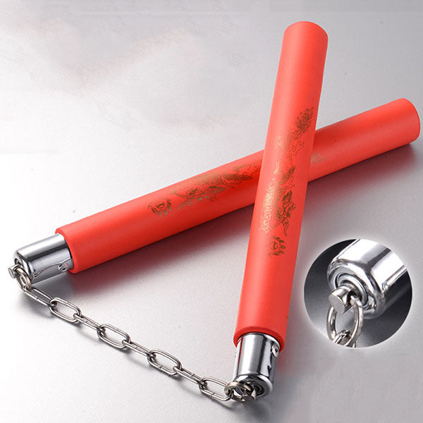 Martial Arts Nunchakus Dragon Sponge Thickening Nunchaku Bruce Lee Kung Fu Black Red Stick Children Adult Sports Entertainment