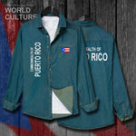 Puerto Rico Rican PRI PR Men Flags Clothes Spring Autumn Cotton Long Sleeve Cowboy Coat Fashion Turn-down Collar Jeans Shirt Top
