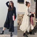 Plus Size 2019 Spring Summer European Style Brand Cothing Loose Long Sleeve Women Dresses Print Dot Linen Vestidos O-Neck Robe