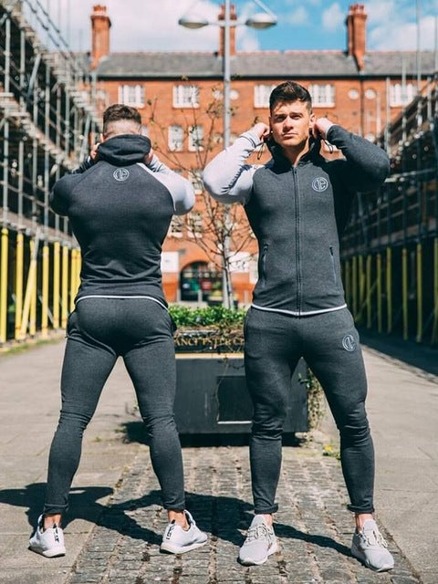 Autumn Tracksuit Gym Running Men Set Sport wear Mens Top Fitness Bodybuilding Male Sport Suit Hoodied+Pants Joggers Tracksuit