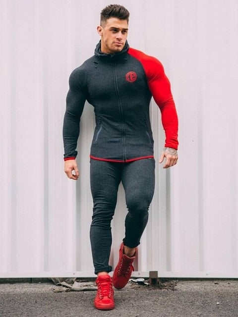 Autumn Tracksuit Gym Running Men Set Sport wear Mens Top Fitness Bodybuilding Male Sport Suit Hoodied+Pants Joggers Tracksuit