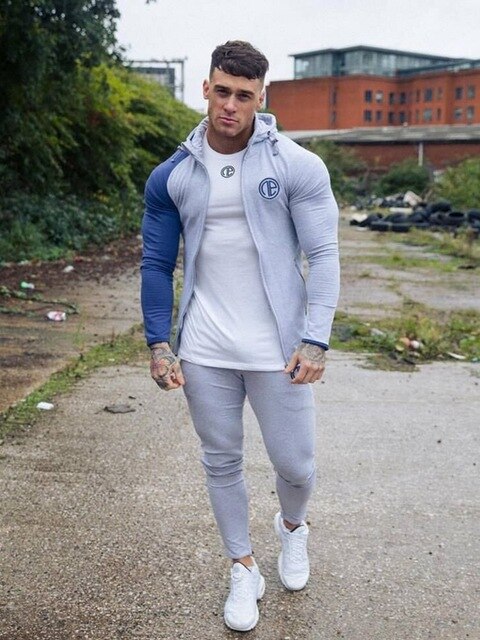 Autumn Tracksuit Gym Running Men Set Sport wear Mens Top Fitness Bodybuilding Male Sport Suit Hoodied+Pants Joggers Tracksuit