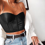 Elegant Patchwork Chain Strap Tank Top Women Backless Sexy Crop Tops Tees Harajuku Black Cami Top Summer Camisole
