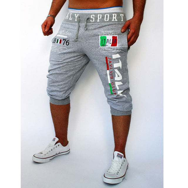 HOT 2019 Outdoor Summer wear shorts Elastic Italy's digital printing design GYM Sport Jogging Capri pants male Running trousers