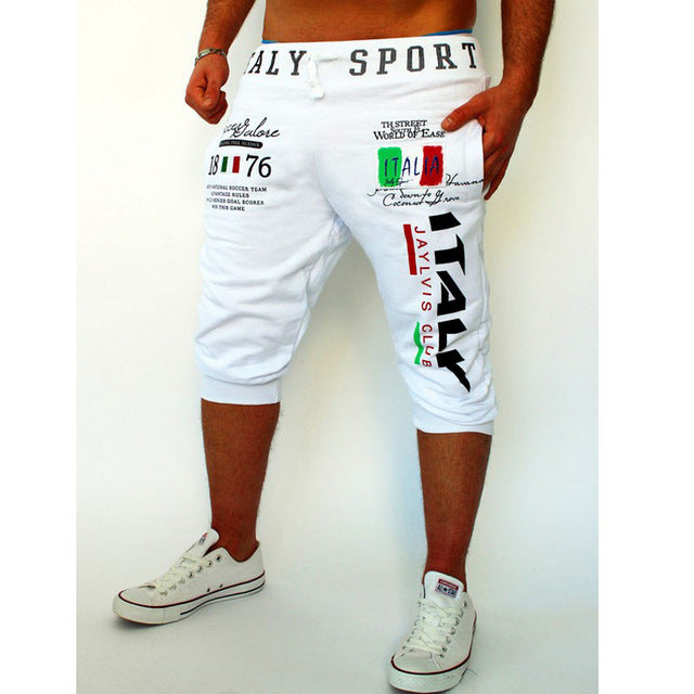 HOT 2019 Outdoor Summer wear shorts Elastic Italy's digital printing design GYM Sport Jogging Capri pants male Running trousers