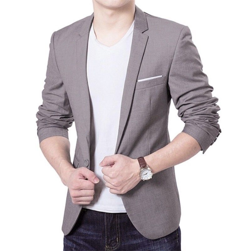 Mens Korean slim fit fashion cotton blazer Suit Jacket black blue plus size M to 3XL Male blazers Mens coat Wedding