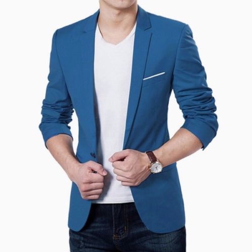 Mens Korean slim fit fashion cotton blazer Suit Jacket black blue plus size M to 3XL Male blazers Mens coat Wedding