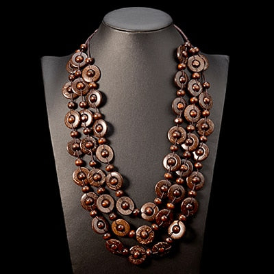 UDDEIN Bohemia Ethnic Necklace & Pendant Multi Layer Beads Jewelry Vintage Statement Long Necklace Women Handmade Wood Jewelry
