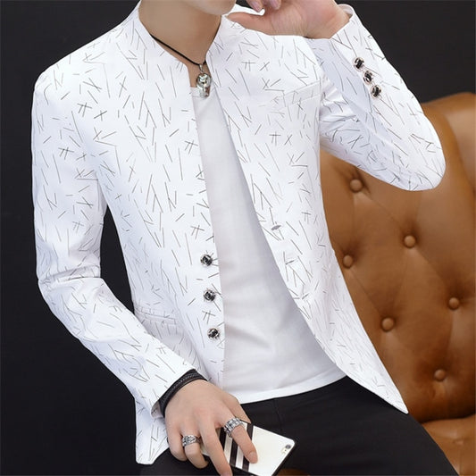Male Spring Autumn High Quality Fashionsmall suit  casual  collar suit youth handsome trend Slim print suits
