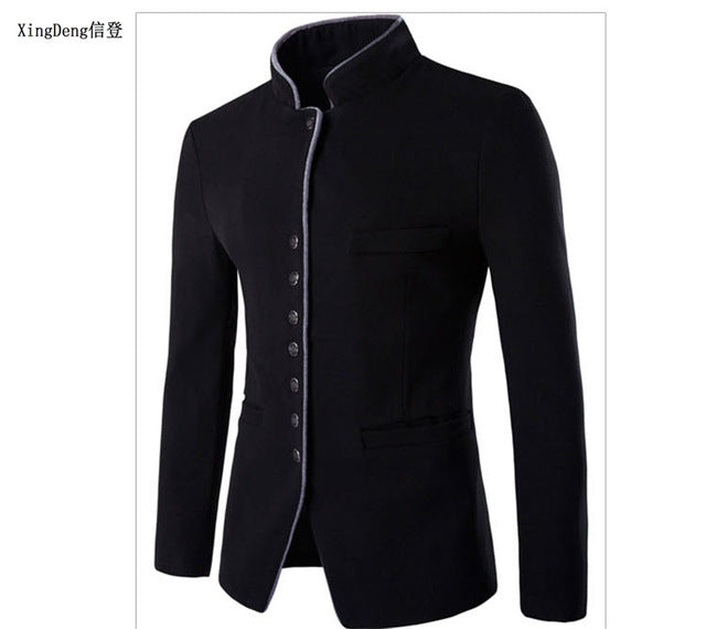 XingDeng Fall 2018 men Chinese suits jackets Blazer For Quality Blazers Slim Fit cotton top Coat Costume Homme clothing
