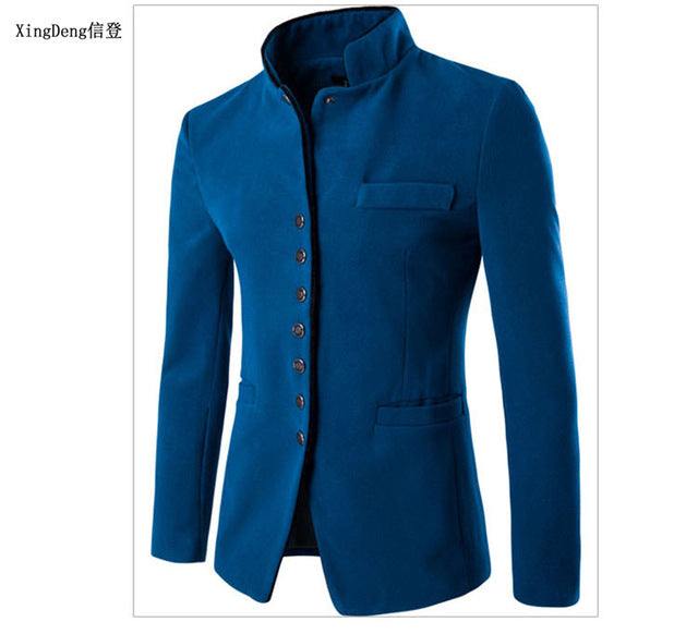 XingDeng Fall 2018 men Chinese suits jackets Blazer For Quality Blazers Slim Fit cotton top Coat Costume Homme clothing