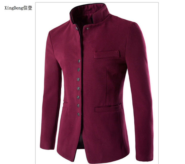 XingDeng Fall 2018 men Chinese suits jackets Blazer For Quality Blazers Slim Fit cotton top Coat Costume Homme clothing