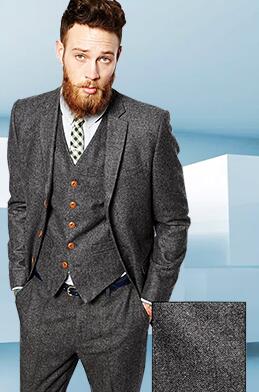 Custom Made tweed Wool Brown Herringbone men suit British style Modern Blazer 3 Pieces Skinny Men Suits (Jacket+Pants+vest) 2019